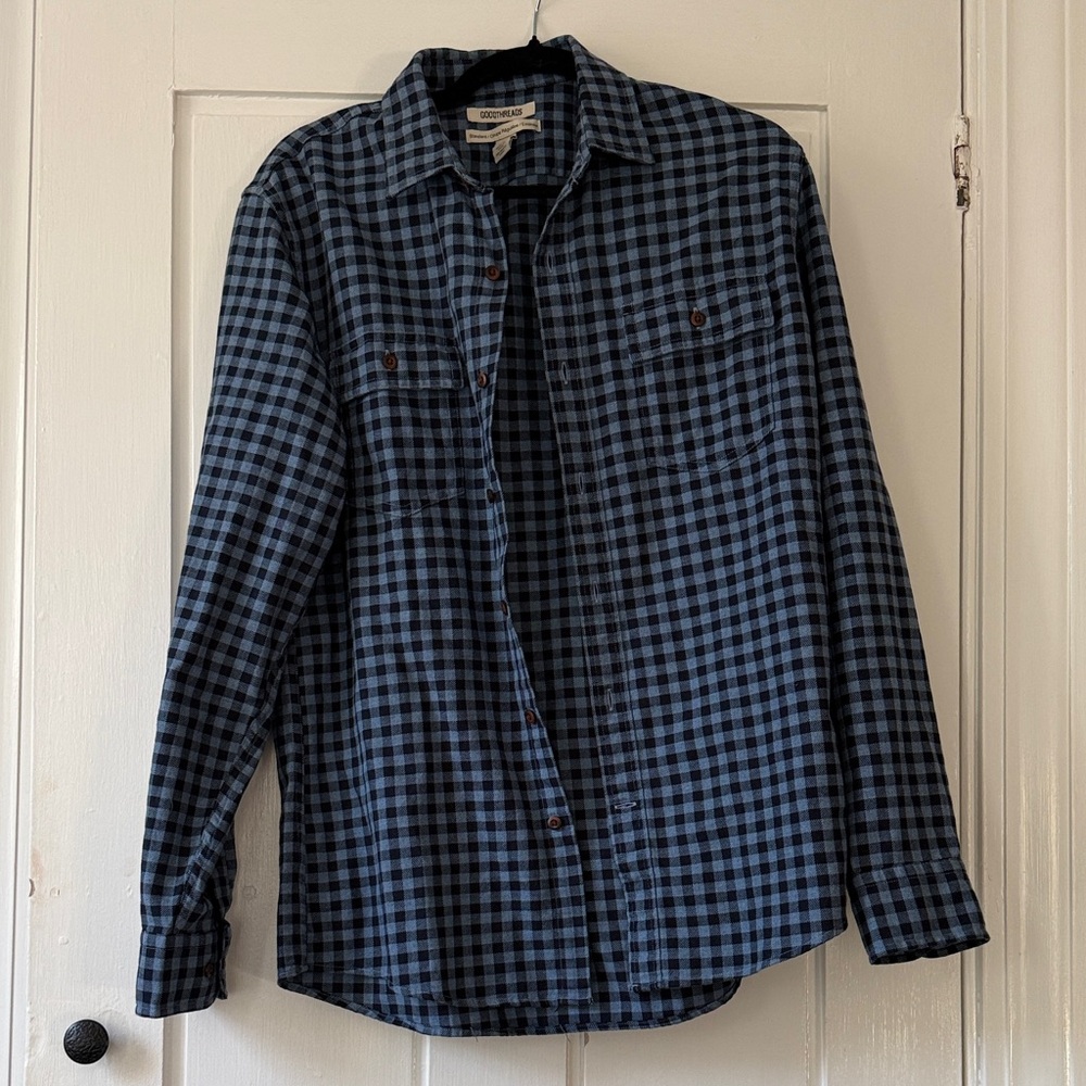 Men's Blue Checkered Shirt Goodthreads